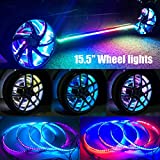 15.5" Set 4 Dancing/Chasing Flow Illuminated LED Wheel Rings Lights for Truck All Jeep Offroad Bluetooth Controller