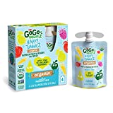 GoGo squeeZ happy tummieZ Organic Apple Pear Yellow Carrot Raspberry, 3.2 oz. (24 Pouches) - Kids Snacks with Prebiotic Fiber - Gluten Free Snacks for Kids - Nut & Dairy Free - Vegan Snacks