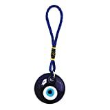 LUCKBOOSTIUM Blue, White & Black Evil Eye Car Hanging Ornament - Rear View Mirror Accessories - Pendant Charm for Strength, Power, Stability and Wisdom - Keychain Charm for Home Doors & Bags
