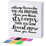 Wood Inspirational Plaque Wall Box Sign, Always Remember You are Braver Than You Think Inspirational Positive Wall Plaque with 7 Color Glitter Paper Home Decor Present for Mother, Grandma, Sister