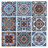 LONGKING Peel and Stick Backsplash Tile Stickers, Colorful Talavera Mexican Tile, Stick on Wall Tiles (10 Sheets)