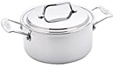 USA Pan Cookware 5-Ply Stainless Steel 3 Quart Stock Pot with Cover, Oven and Dishwasher Safe, Made in the USA, Silver
