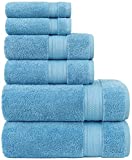 Cotton Castle Bath Towels Premium Original Turkish Cotton Set Of 6-Piece Towel For Bathroom Kitchen And Face Wash 2 Bath 2 Hand 2 Washcloths Super Soft Highly Absorbent Durable Variety Colors Sky Blue