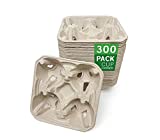 CROKI 4 Cup Drink Carrier - 300 Count - Biodegradable Holder for Hot or Cold Drinks - For Food Delivery or To-Go, Uber Eats, DoorDash, Grubhub