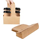 Karderon Kraft Drink Carrier with Handles (40 Pack) - 2 Cups or 4 Cups Assemblable Beverage Cup Carriers Great for All Your Beverage Delivery