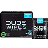 DUDE Wipes Flushable Wet Wipes, Individually Wrapped for Travel, Unscented Wet Wipes with Vitamin-E & Aloe, Septic and Sewer Safe, 30 Count
