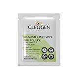 Cleogen Flushable Wet Wipes for Adults - 30 Moist Individually Wrapped Cleaning Wipes for Sensitive Areas -Great for Travel