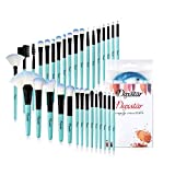 Blue Makeup Brushes, 32Pcs Essential Eyeshadow Eyeliner Face Powder Cream Liquid Cosmetic Brushes Kits with Cruelty-Free Synthetic Fiber Bristles