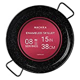 Machika Enamel Paella Pan | Paella Pan | Skillet for Paella and Rice Recipes | Perfect for Indoor & Outdoors | Easy Cleaning | Rust Proof Coating | 8 Servings | 15 inches |