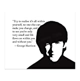 George Harrison Song Lyric Art-"Realise It's All Within Yourself"- 10 x 8" Silhouette Wall Print-Ready to Frame. Modern Inspirational Home-Office-Studio-Cave Décor. Perfect Gift For All Beatles Fans!