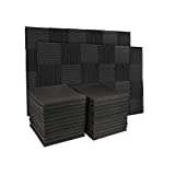 50 Pack Acoustic Panels Soundproof Studio Foam for Walls Sound Absorbing Panels Sound Insulation Panels Wedge for Home Studio Ceiling, 1" X 12" X 12", Black (50PCS Black)