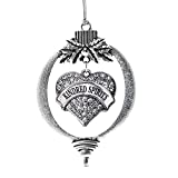 Inspired Silver - Kindred Spirits Charm Ornament - Silver Pave Heart Charm Holiday Ornaments with Cubic Zirconia Jewelry