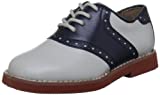 Florsheim Kids Boy's Kennett Jr.Plain Toe Saddle Shoe, Bone/Navy, 11 Medium Little Kid