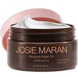 Josie Maran Whipped Argan Oil Body Butter - Immediate, Lightweight, and Long-Lasting Nourishment to Soften and Hydrate Skin (Vanilla Apricot, 4 fl oz/118ml)