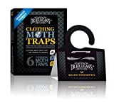 Dr. Killigan's Premium Clothing Moth Traps with Pheromones Prime | Non-Toxic Clothes Moth Trap with Lure for Closets & Carpet | Moth Treatment & Prevention | Case Making & Web Spinning (Black)