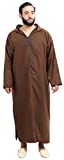 Moroccan Men Djellaba Handmade Winter Cotton Delicate Embroidery Chocolate Large to X-large