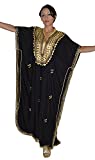 Moroccan Caftan Hand Made with Gold Hand Embroidery Long Length Black