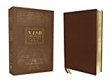 NASB, Thinline Bible, Genuine Leather, Buffalo, Brown, Red Letter, 1995 Text, Art Gilded Edges, Comfort Print