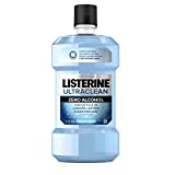 Listerine Ultraclean Zero Alcohol Tartar Control Mouthwash, Oral Rinse to Help Fight Bad Breath and Tartar, for Cleaner, Naturally White Teeth, Less Intense Arctic Mint Taste, 1 L