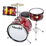 Mendini By Cecilio Drum Set – 3-Piece Kids Drum Set (16"), Includes Bass Drum, Tom, Snare, Drum Throne - Musical Instruments for Age 6-12, Red Drum Kit