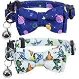 Lamphyface 2 Pack/Set Cat Collar Breakaway with Cute Bow Tie and Bell for Kitty Adjustable Safety