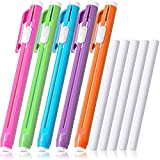 10 Pieces Pen-Style Erasers Set, Including 5 Retractable Click Eraser Push-Type Eraser Pen 5 Colors Portable Rubber Stick Erasers and 5 Refills for Home School Office Painting Drawing Writing