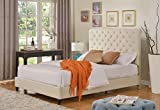 Home Life Cloth Light Beige Cream Linen 51" Tall Headboard Platform Bed with Slats King - Complete Bed 5 Year Warranty Included 008