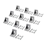 Justech 10pcs 4040 4080 Corner Mounting Bracket L Shape Right Angle Joint Brace Fastener Home Hardware Aluminum Corner Bracket Slot 8mm with Screws Inside Corner Bracket