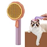 Pet hair brush, Cat grooming brush Dog hair brush pet grooming self cleaning slicker brush for dogs cats puppy rabbit, Cat brush grooming gently removes loose undercoat (Taro)