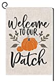 BLKWHT Fall Garden Flag 12.5 x 18 Vertical Double Sided Autumn Thanksgiving Decorations Welcome Pumpkin Patch Farmhouse Burlap Outdoor Small Yard Flag