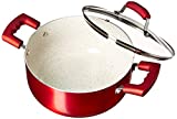 IMUSA USA 4.9Qt Ruby Red Nonstick Dutch Oven with Glass Lid and Soft Touch Handles