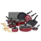 Ecolution Easy Clean Non-Stick Cookware, Dishwasher Safe Pots and Pans Set, 20 Piece, Red