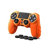 CHINFAI PS4 Controller DualShock4 Skin Grip Anti-Slip Silicone Cover Protector Case for Sony PS4/PS4 Slim/PS4 Pro Controller with 8 Thumb Grips (Orange)