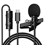 YOTTO USB Type-C Lavalier Microphone for Android, Omnidirectional Condenser USB-C Clip on Lapel Microphone for YouTube, TikTok, Interview, Livestream, Video, Recording with USB-B Adapter(19.5ft)