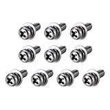 uxcell M4 x 10mm Stainless Steel Phillips Pan Head Machine Screws Bolts Combine with Spring Washer and Plain Washers 10pcs