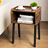 Nightstand Side End Table Bedroom: Night Stand Bed Side Coffee Table Living Room Bedside Small Spaces Corner with Storage Wood Metal Mid Century Modern Furniture Rustic Accent Home Decor 23.6" Tall