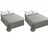 Sfoothome Two Pieces Gray Bedding Top Sheet - Flat Sheet for Twin Mattress - Softer Than Egyptian Cotton
