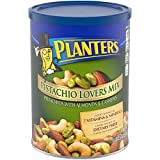 PLANTERS Pistachio Lover's Mix, 1.15 lb. Resealable Canister - Deluxe Pistachio Mix: Pistachios, Almonds & Cashews Roasted in Peanut Oil with Sea Salt - Kosher, Savory Snack