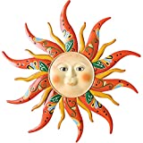VOKPROOF Large Metal Sun Wall Art Decor - 17.3Inches Sun Face Garden Sculptures & Statues Wall Art for Indoor and Outdoor, Farmhouse, Patio, Garden Decoration