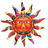 VEWOGARDEN 12.7 Inches Metal Sun Wall Art Decor Hanging for Indoor Outdoor Home Garden Colorful Sun Face Sculptures & Statues Orange