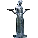 Potina Savannah Bird Girl Statue with Pedestal - Lawn and Garden Sculpture (Large-37 H)