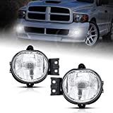 Torchbeam Fog Light Assembly Replacement for Ram1500/2500/3500 (2002-2010), 55077475AE, 55077474AE Driver and Passenger Fog Light with 9006 12V 51W Halogen Bulbs, Clear Lens