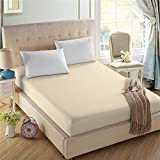 4U'LIFE 2-Pack Twin Fitted Sheets,1800 Brushed Microfiber,Ultra Soft & Comfortable,Dull Beige