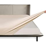 BROLEX King Fitted Sheet,1 Single Fitted Sheet Only,Ultra Soft Stretchy Jersey Knit,Wrinkle Free & Stay in Place,Fit Mattress Deep from 8" Up to 14",Beige