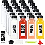 10oz Empty Juice Bottles with Caps, Pack of 24 Reusable PET Plastic Clear Water Bottle Recyclable Drink Bulk Containers with Leak-Proof Lids for Juice Water Milk and Beverages