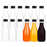 durony 12 Pack 10 Oz Juice Bottles Reusable Clear Plastic Juice Bottles with Caps for Milk Cold Beverages and Homemade Juices