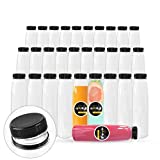 Holotap 36Pcs 10OZ Plastic Juice Bottles with Caps, Clear Disposable Plastic Bottles Bulk with Black Tamper Evident Lids for Juicing, Smoothie, Drinking and Other Beverages (Black, 10 OZ)