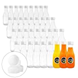 10 Oz Empty PET Plastic Juice Bottles 35 Pack Clear Disposable Bulk Drink Bottles with White Tamper Evident Caps Great for Storing Homemade Juices, Milk, Water, Smoothies, Tea (10 OZ, White)