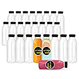 42 Pcs 10 OZ Plastic Bottles with Caps, Empty PET Clear Disposable Bulk Juice Bottles with Black Tamper Evident Lids for Juicing, Protein Drinks and Other Beverage Containers (Black, 10OZ)