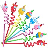 25 Among US Party Supplies Drinking Straws with 2 Cleaning Brush Great for Video Game Birthday as Party Favors and Party Supplies